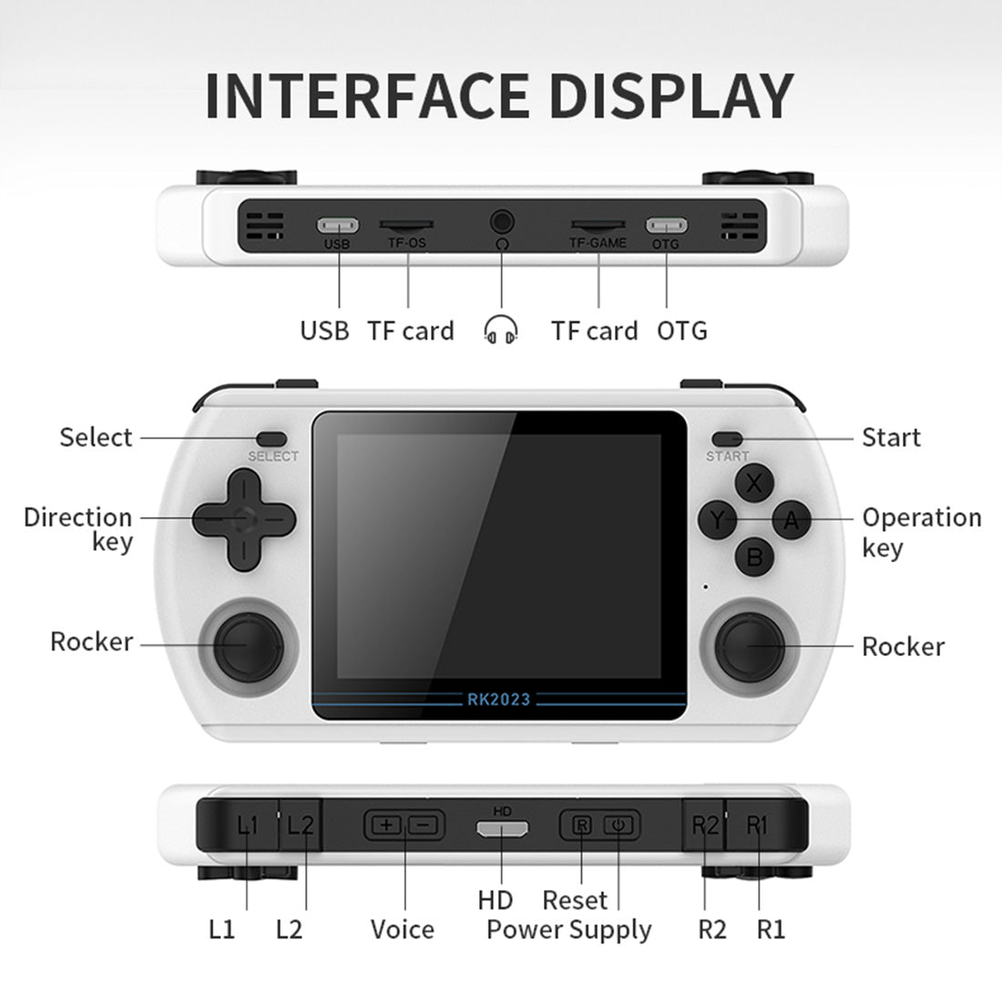 Powkiddy RK2023 Retro Handheld Game Console 