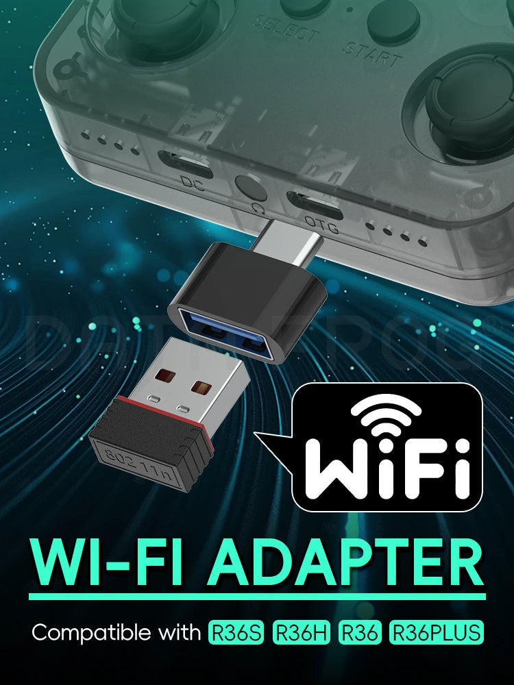 R36S WiFi adapter connection kit for compatible handheld setup
