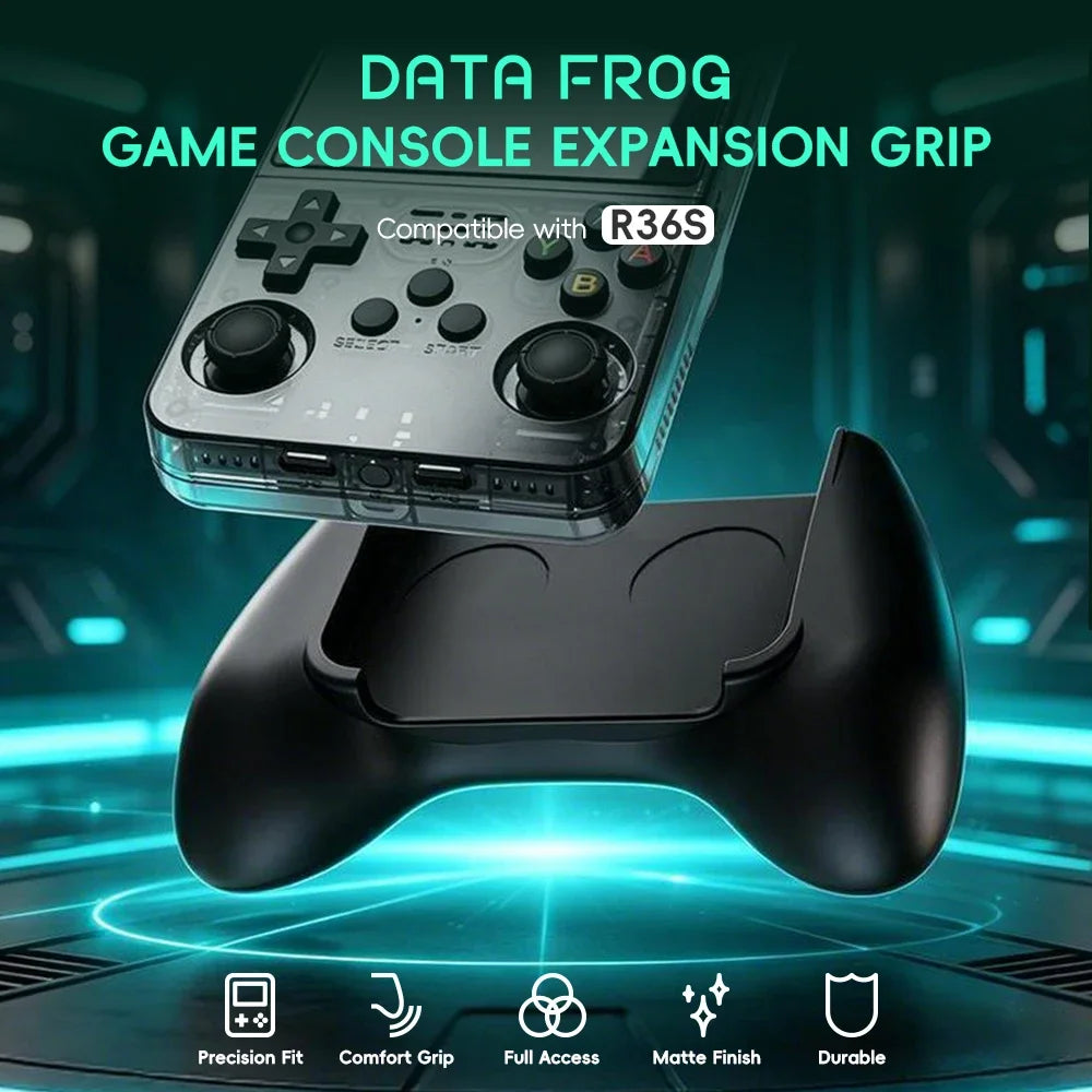 Data Frog ergonomic grip handle attached to R36S handheld console - image 2