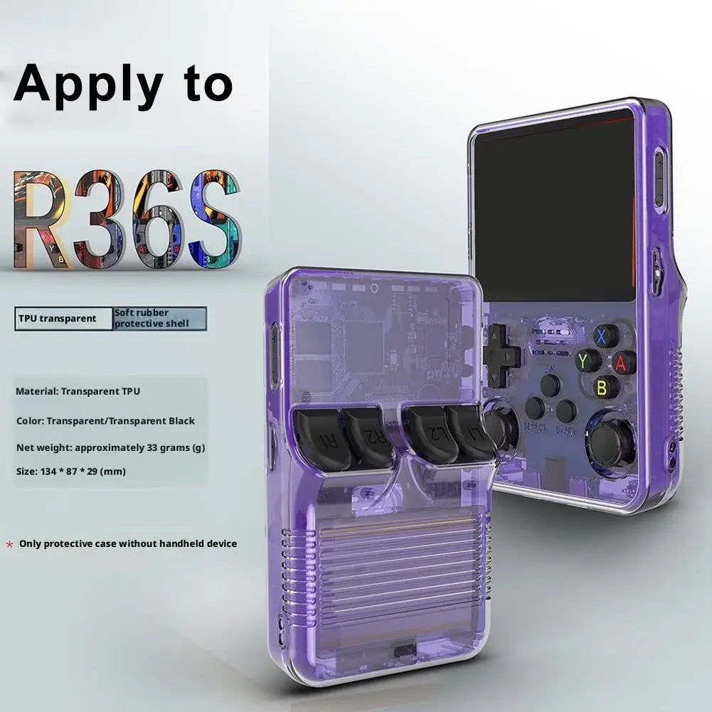 R36S TPU case clear fit and front protection detail