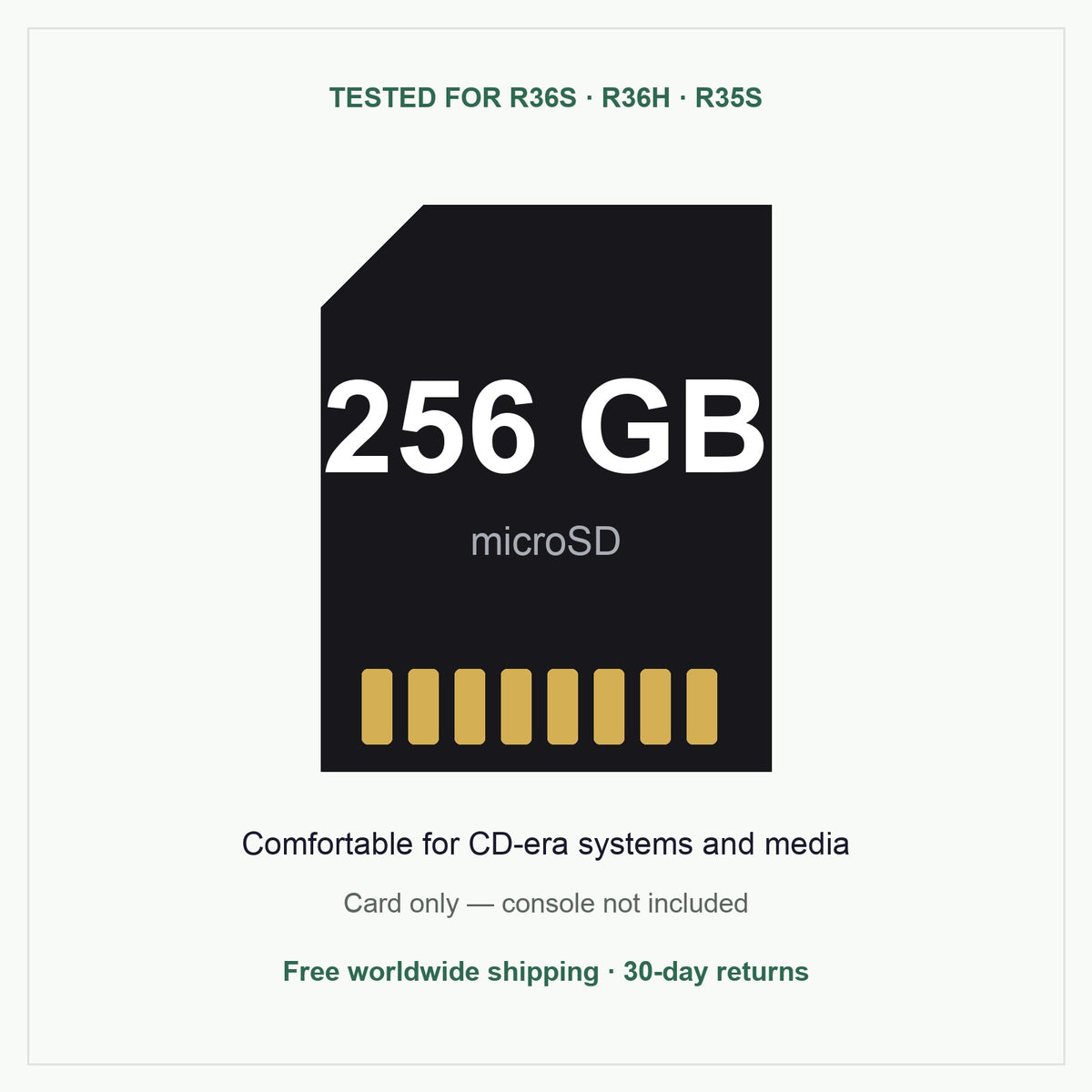 R36S 256 GB microSD memory card, tested for R36S, R36H and R35S