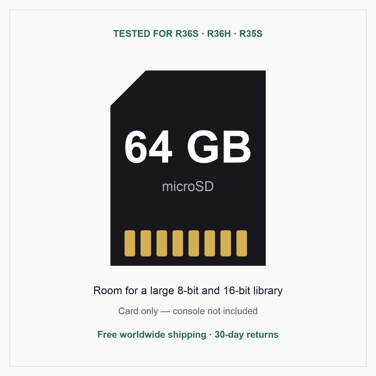 R36S 64 GB microSD memory card, tested for R36S, R36H and R35S